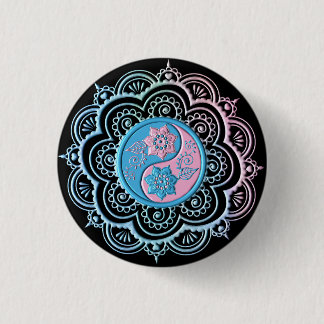 Blaues und rosa Mandala Button