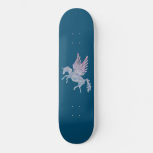 Blaues und rosa Mandala-Muster Einhorn Pegasus Skateboard