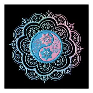 Blaues und rosa Mandala Poster