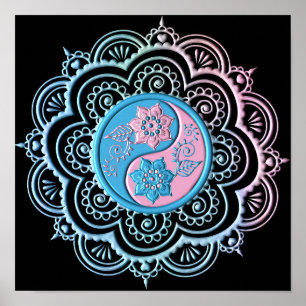 Blaues und rosa Mandala Poster