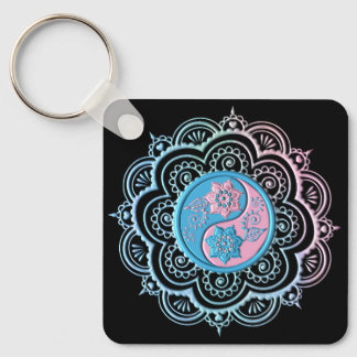 Blaues und rosa Mandala Schlüsselanhänger