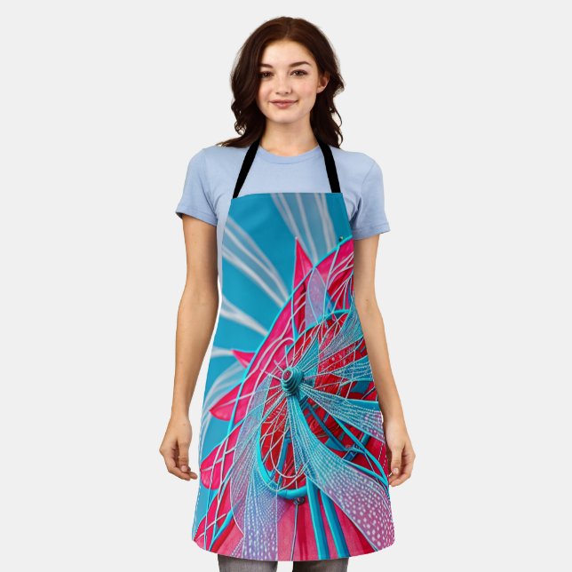 Blaues und rosa Rad Schürze (Getragen)