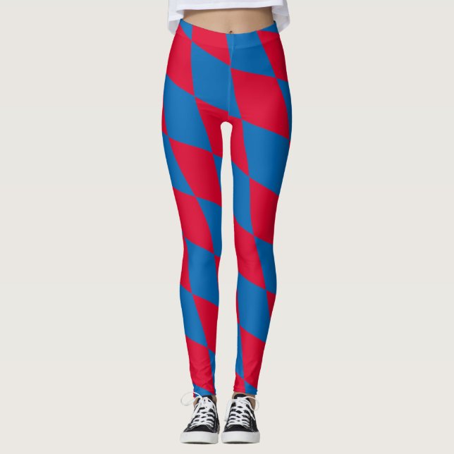 Blaues und rotes Bayernisches Muster für die Diama Leggings (Vorderseite)