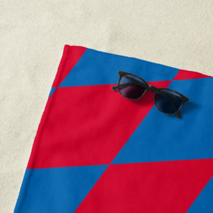 Blaues und rotes Bayernisches Muster für die Diama Strandtuch