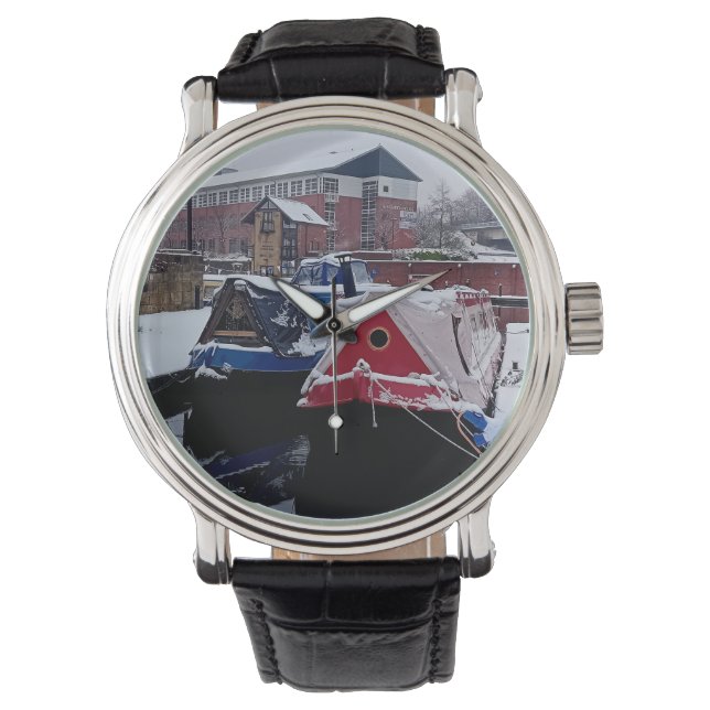 Blaues und rotes Boot Armbanduhr (Vorderseite)