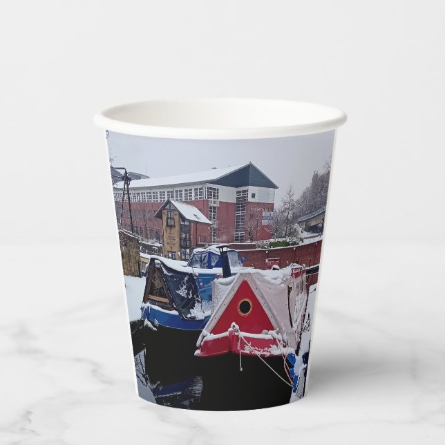 Blaues und rotes Boot Pappbecher (Vorderseite)