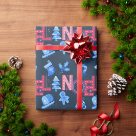 Blaues und rotes festliches Weihnachten Weihnachte Geschenkpapier