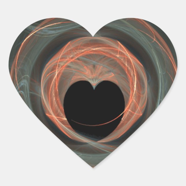 Blaues und rotes Fraktal Kunst im Umkreis von Herz Herz-Aufkleber (Vorderseite)