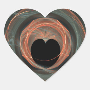 Blaues und rotes Fraktal Kunst im Umkreis von Herz Herz-Aufkleber