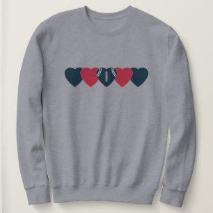 Blaues und rotes Herz Football Dark Sweatshirt