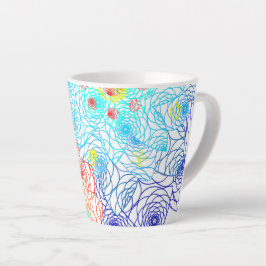 Blaues und rotes, kompliziertes Blume-Muster Milchtasse