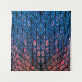 BLAUES UND ROTES KUBISTISCHES GEBÄUDE WANDTEPPICH