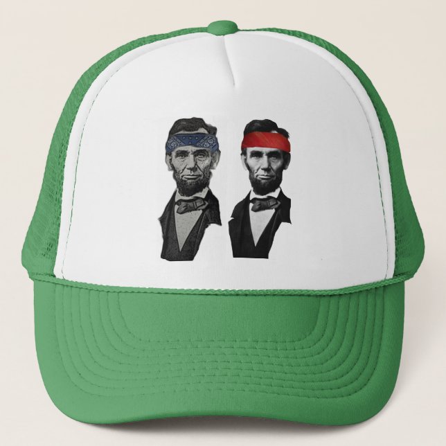 Blaues und rotes Lincoln Truckerkappe (Vorderseite)