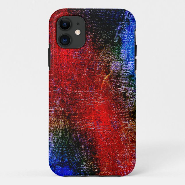 Blaues und rotes Material mit Ölfarbe Case-Mate iPhone Hülle (Rückseite)