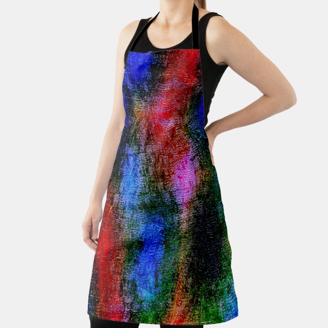 Blaues und rotes Material mit Ölfarbe Schürze (InSitu)