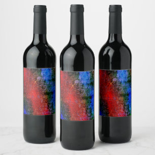 Blaues und rotes Material mit Ölfarbe Weinetikett