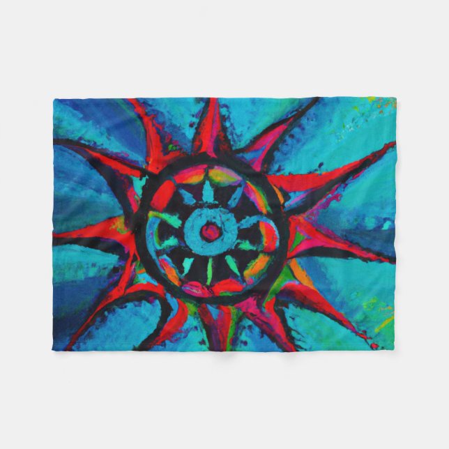 Blaues und rotes Rad Fleecedecke (Vorderseite (Horizontal))