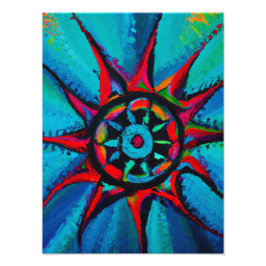 Blaues und rotes Rad Fotodruck