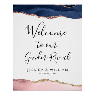 Blaues und rötlich-geratenes Babygeschlecht offenb Poster