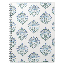 Blaues und Salbei-Handblock-Medaillon Notizblock