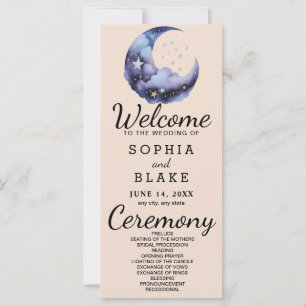 Blaues und schwarzes Halbmond-Hochzeitsprogramm