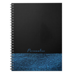 Blaues und schwarzes modernes Glamour Pailletten E Notizblock