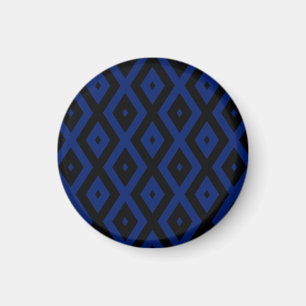 Blaues und schwarzes Rautenmuster Magnet