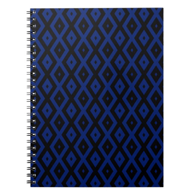 Blaues und schwarzes Rautenmuster Notizblock (Vorderseite)