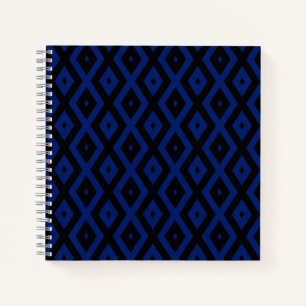 Blaues und schwarzes Rautenmuster Notizbuch