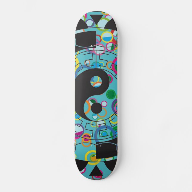 Blaues und schwarzes Yin Yang Symbol Skateboard (Vorderseite)