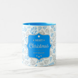 Blaues und silbernes elegantes zweifarbige tasse