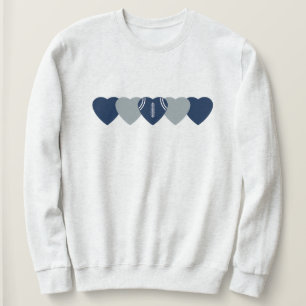 Blaues und silbernes Herz Football Dark Sweatshirt
