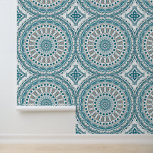 Blaues und Taupe-Mandala-Musterdesign