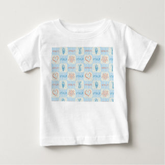 Blaues und Terrakotta-nahtloses Muster im Stil von Baby T-shirt