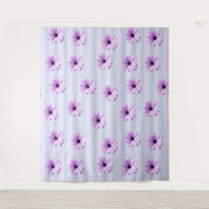 Blaues und violettes Gänseblümchenmuster Wandteppich