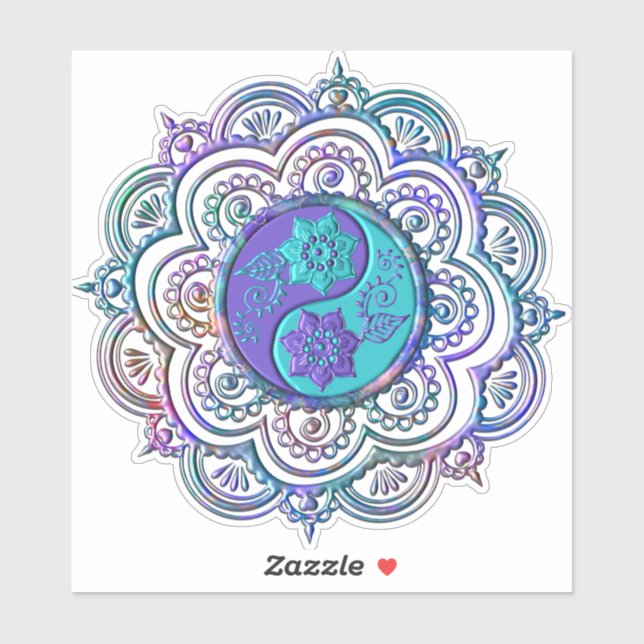Blaues und violettes Mandala Aufkleber (Blatt)