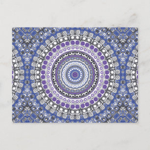 Blaues und violettes Mandala geometrisches kreisfö Postkarte