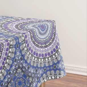 Blaues und violettes mandalaartiges geometrisches  tischdecke
