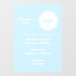 BLAUES UND WEISS ÖFFNUNGSZEITLOUREN GESCHÄFTSLOGO FENSTERAUFKLEBER