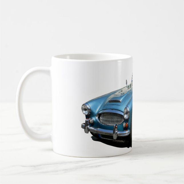 Blaues und weißes Austin Healey 3000 Sportwagen Kaffeetasse (Links)