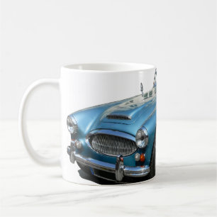 Blaues und weißes Austin Healey 3000 Sportwagen Kaffeetasse