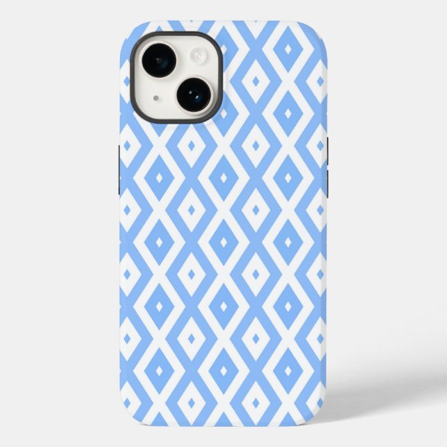 Blaues und weißes Diamantmuster Case-Mate iPhone Hülle (Rückseite)