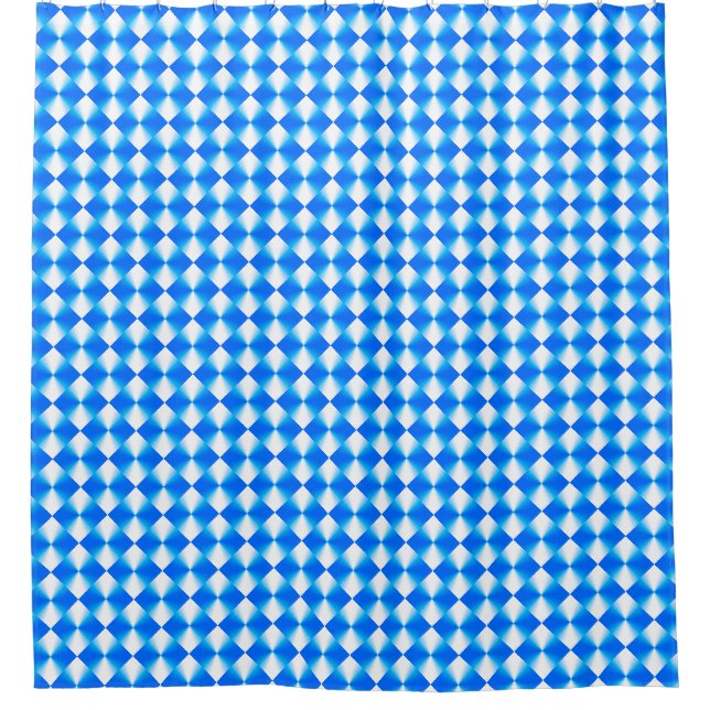 Blaues und weißes Diamantmuster Duschvorhang (Vorderseite)