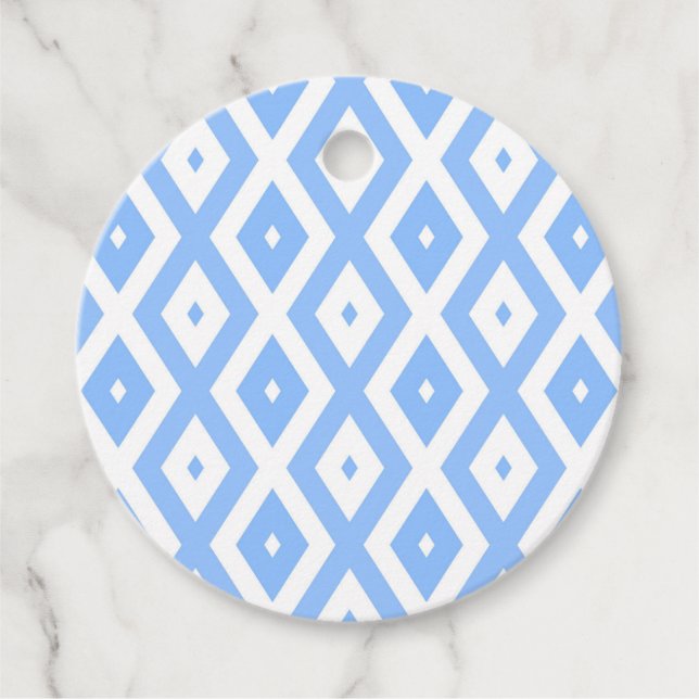 Blaues und weißes Diamantmuster Geschenkanhänger (Vorderseite)