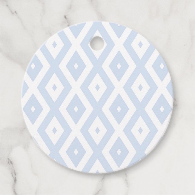 Blaues und weißes Diamantmuster Geschenkanhänger (Vorderseite)