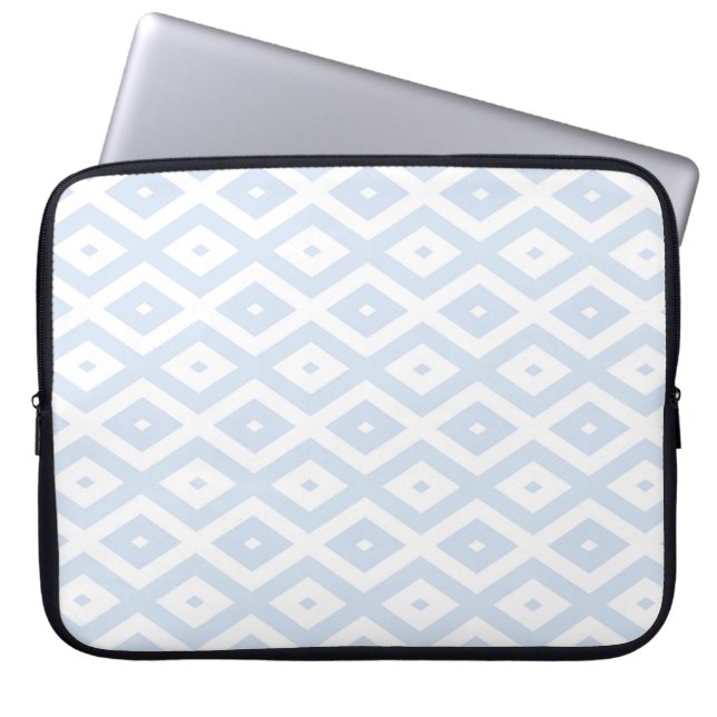 Blaues und weißes Diamantmuster Laptopschutzhülle (Vorderseite)