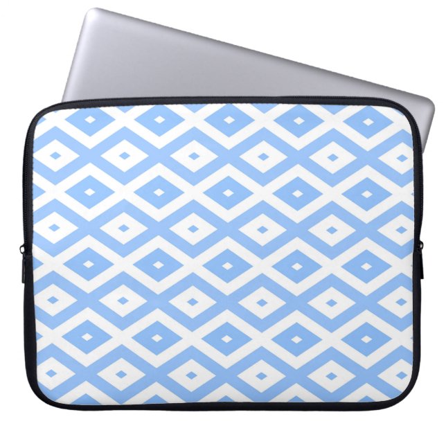 Blaues und weißes Diamantmuster Laptopschutzhülle (Vorderseite)