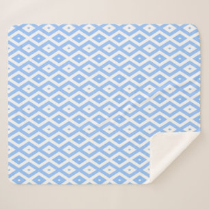 Blaues und weißes Diamantmuster Sherpadecke