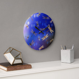 Blaues und weißes Drachenfliegermuster, Große Wanduhr