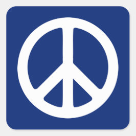 Blaues und weißes Friedenssymbol Quadratischer Aufkleber
